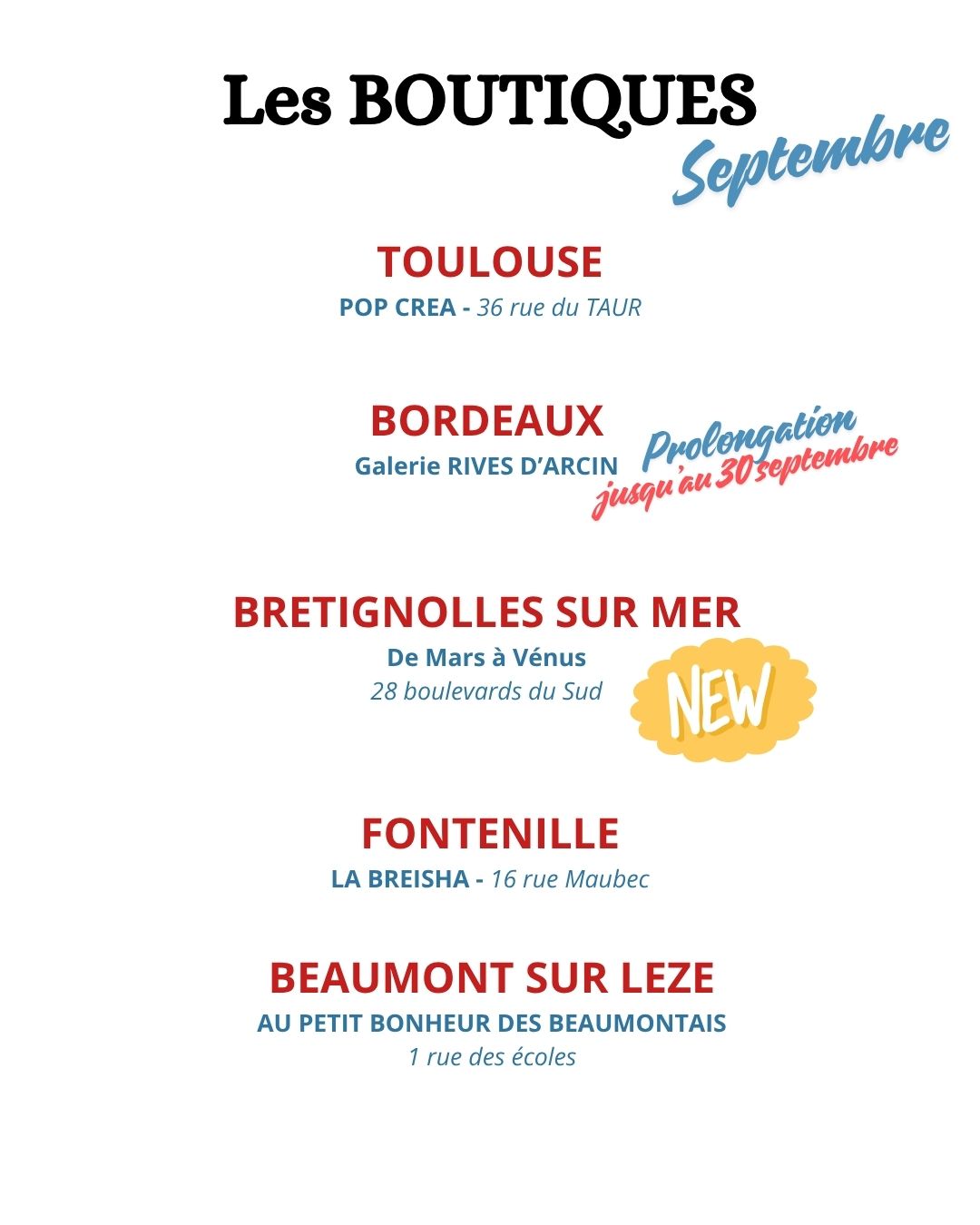 Liste des boutiques revendeuses des savons artisanaux Les Savons de Solène à Toulouse, Bordeaux et alentour